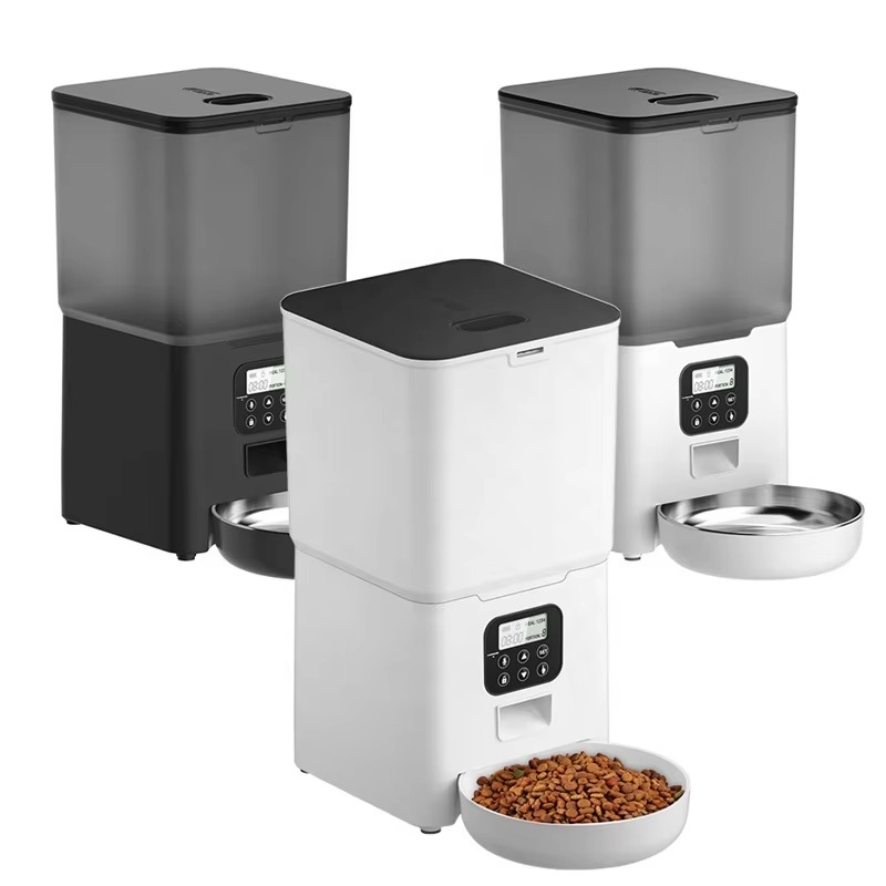 Pet Feeders - 6Lスマートペットドッグフィーダー 自動ペット給餌器 タイマー付きペットドライフードディスペンサー タイマー付き猫フィーダー