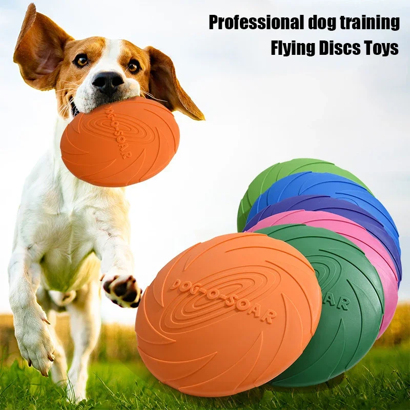 Flying Disc Dog Training Toy - 大型犬用、金色の毛並み、ペット用フライングディスクおもちゃ。TPR素材で柔らかく、噛みつきに強く、投げやすい。犬の屋外トレーニング用。