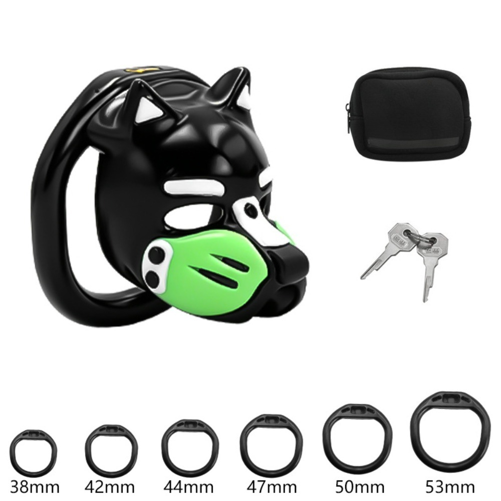 新しい犬の頭型貞操帯、カラフルなマスクと6つのペニスリング付 - Dog Toys のレビューと価格