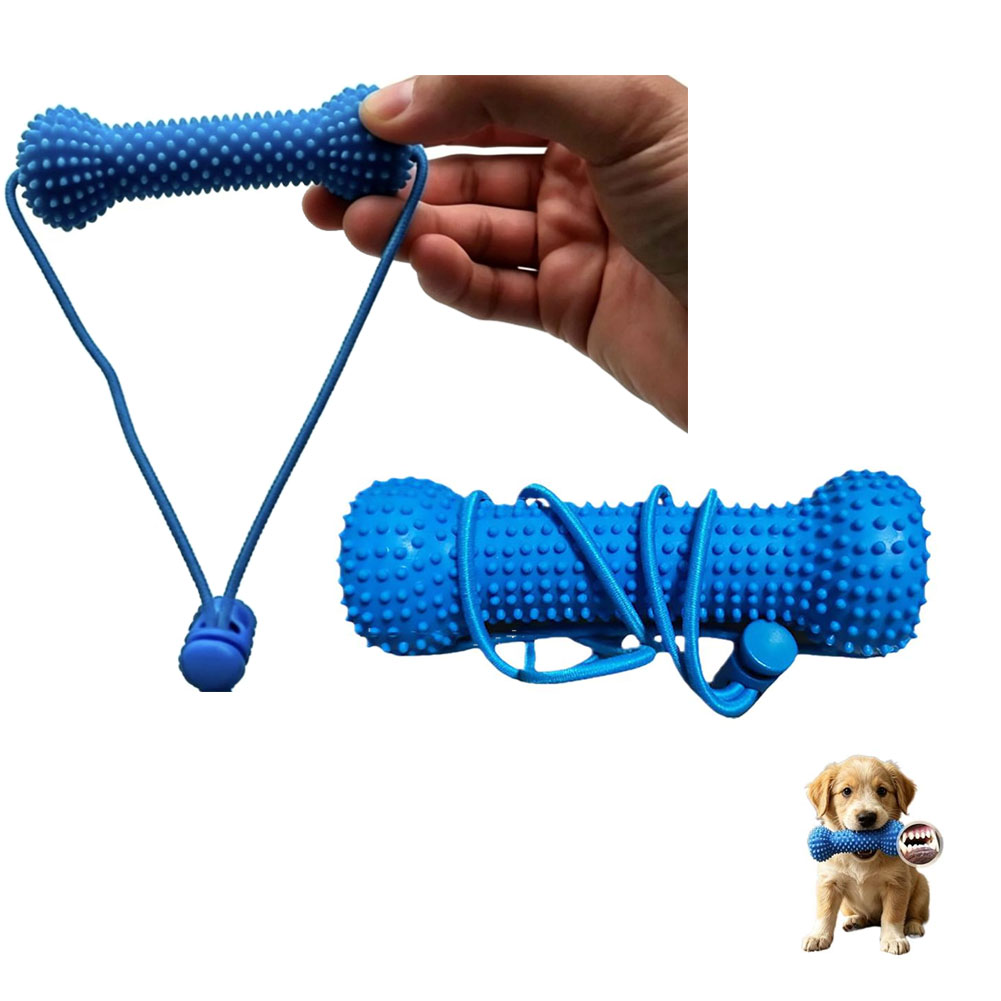 犬用歯磨きおもちゃ、耐噛み性、再利用可能なプルストラップ付き - Teeth Cleaning Dog Chew Bone のレビューと価格