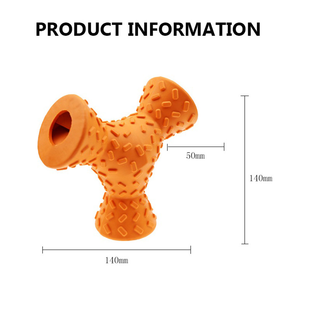 犬用噛み玩具 1個入り。三角形の形状で、3つの穴が開いており - Rubber Treat Dispensing Dog Toy のレビューと価格