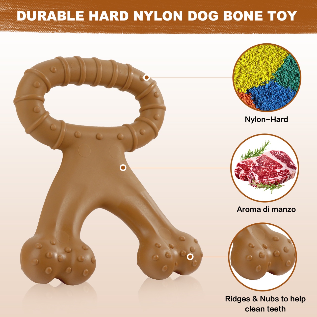 耐久性のある骨型のインタラクティブな犬用噛むおもちゃ1個 - - Teeth Cleaning Dog Chew Bone のレビューと価格
