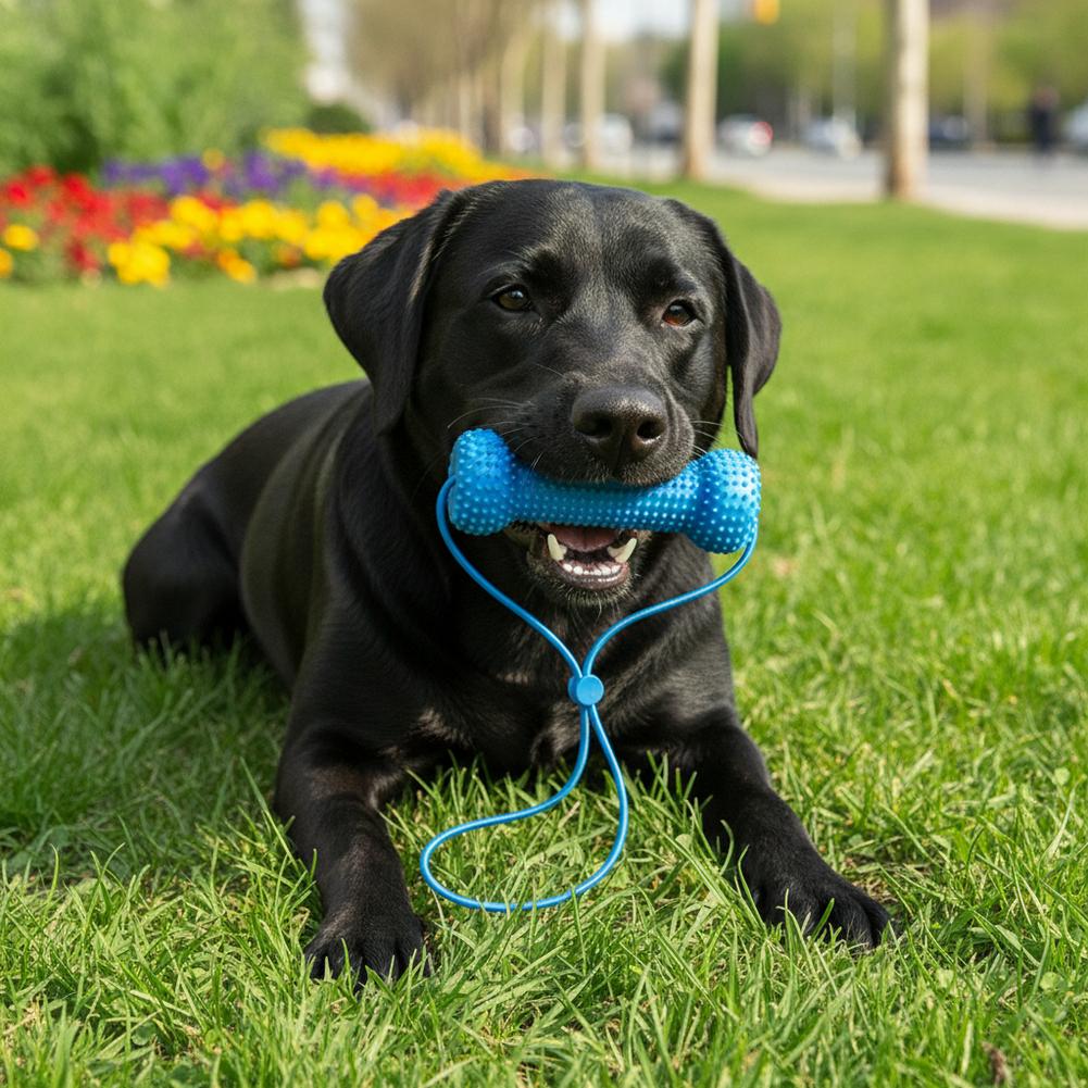 ペット用デンタルケアおもちゃ 2in1 歯磨き用骨型おもちゃ - Teeth Cleaning Dog Chew Bone のレビューと価格