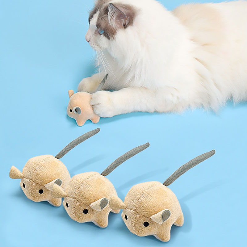 猫用ぬいぐるみキャットニップマウスおもちゃ、室内猫用インタラ - Catnip Interactive Plush Mouse のレビューと価格