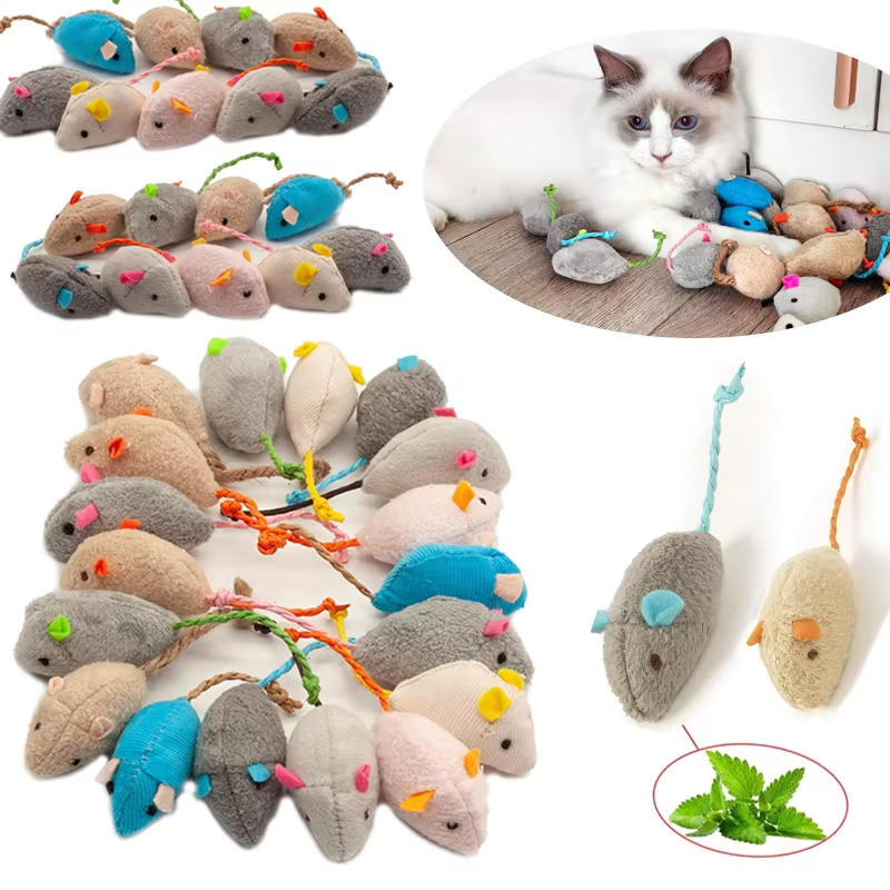 5個入りガラガラ猫用おもちゃ、また猫用またたび入りフェイクフ - Catnip Interactive Plush Mouse のレビューと価格