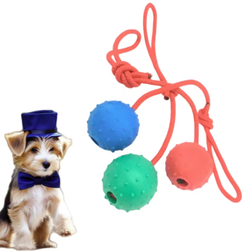 破壊不可能な犬用ボール。ロープ付きで、丈夫なゴム製。子犬のト - Indestructible Dog Chew Toy のレビューと価格