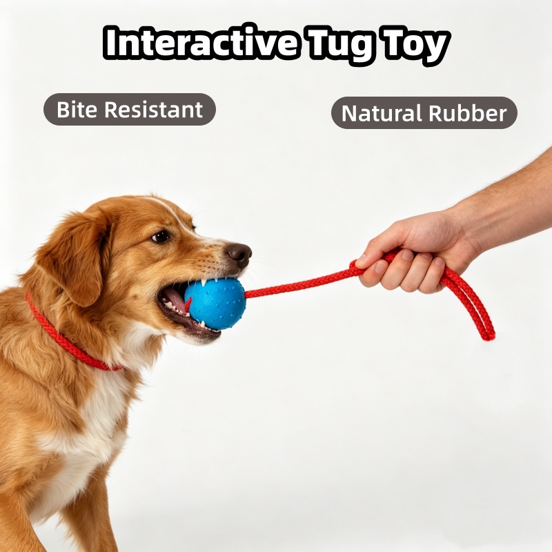 破壊不可能な犬用ボール。ロープ付きで、丈夫なゴム製。子犬のト - Indestructible Dog Chew Toy のレビューと価格
